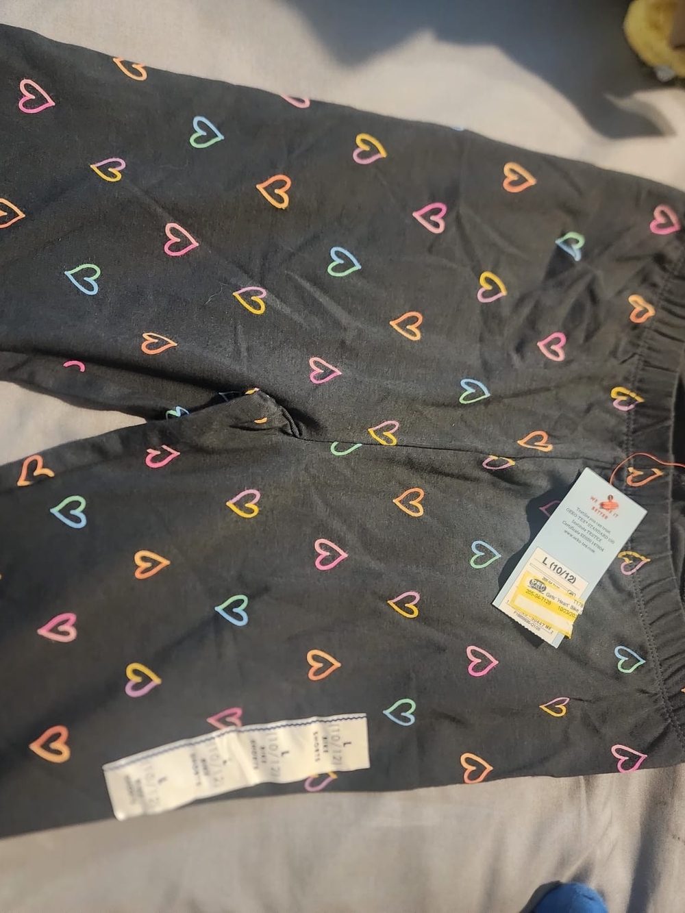 Cat & Jack Black Leggings with Multicolor Heart Trim